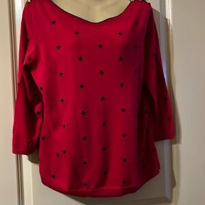Cute Talbots Red Sweater, Stars and gold Buttons embellishments, LP, Gently Used